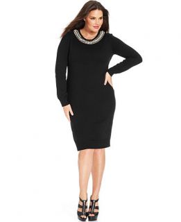 MICHAEL Michael Kors Plus Size Long Sleeve Studded Sweater Dress   Dresses   Plus Sizes
