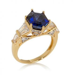 Victoria Wieck 4.03ct Absolute™ Hexagon Created Sapphire and Baguette Sid