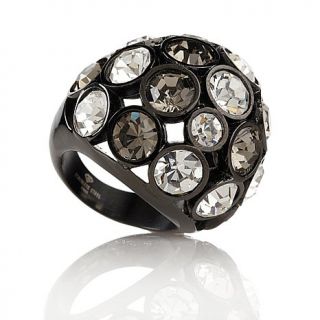 Stately Steel Bezel Set Crystal Stainless Steel Dome Ring