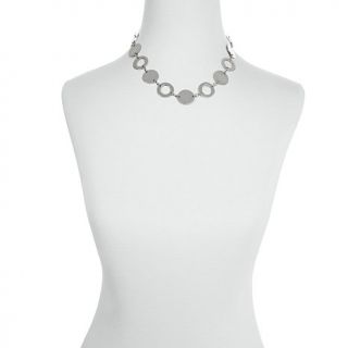 Stately Steel Polished Circle and Disc 18" Necklace