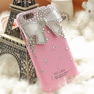 United Electek 3D Crystal Bling Rhinestone Bow Bowknot Pink Case Cover for HTC ONE V   Comes with Gift Box Package and Velvet Pouch Cell Phones & Accessories
