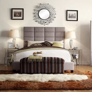 INSPIRE Q Tower Grey Linen Full/ Queen Upholstered Bed INSPIRE Q Beds