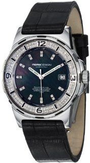 MomoDesign Pilot Diamonds Ladies Black Leather Strap Watch MD093 D 01BK LS MomoDesign Watches