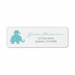 Blue Mom and Baby Elephant Labels