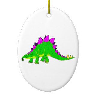 Green Pink Stegosaurus Dinosaur Christmas Tree Ornaments