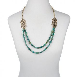 Studio Barse Turquoise Bronze Scroll "Leaf" 30 1/4" Double Strand Necklace