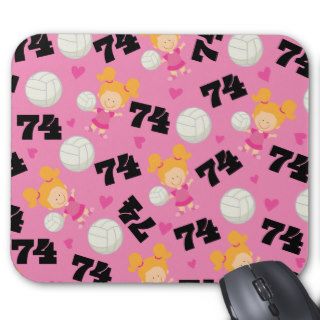Gift Idea For Girls Volleyball Player Number 74 Mousepads