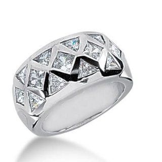 950 Platinum Diamond Anniversary Wedding Ring, 8 Trillion Shaped, 5 Princess Cut Diamonds 1.65 ctw. 233WR1054PLT Jewelry