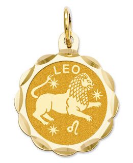 14k Gold Charm, Engraveable Leo Zodiac Disc Charm   Jewelry & Watches