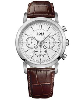 Hugo Boss Watch, Mens Chronograph Brown Leather Strap 42mm 1512871   Watches   Jewelry & Watches