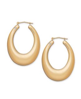 Signature Gold� Diamond Accent Bold Graduated Oval Hoop Earrings in 14k Gold   Earrings   Jewelry & Watches