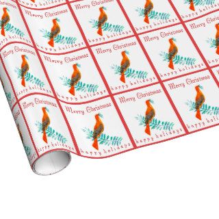 Red Peace  Bird with  Green Branches Wrapping Paper