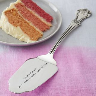 personalised silver plated cake slice by the cutlery commission