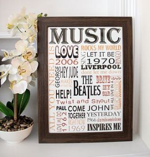 personalised music lovers poster by lisa marie designs