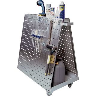 Triton Stainless Steel LocBoard Mobile Tool Cart — 60 Hooks, Model# LBC-18SH  Pegboard Carts