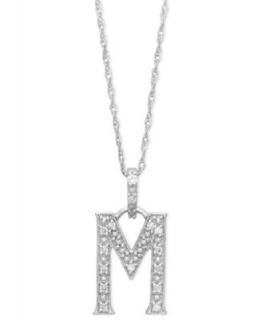 14k White Gold Diamond Accent Alphabet Pendants   Necklaces   Jewelry & Watches