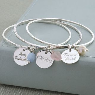 personalised sterling silver disc bangle by hurley burley