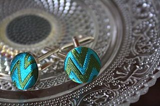 turquoise and green cufflinks by je vous en prie