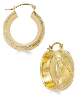 Signature Gold Quilted Small Hoop Earrings in 14k Gold   Earrings   Jewelry & Watches