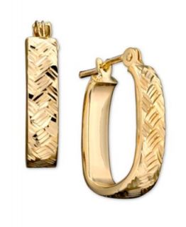 14k Gold and Sterling Silver Earrings, Diamond Cut Hoop Earrings   Earrings   Jewelry & Watches