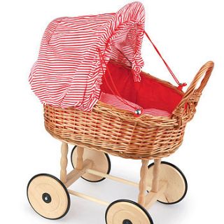 red stripe wicker doll's pram by little ella james