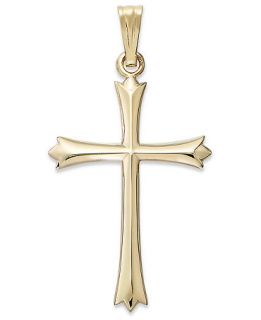 14k Gold Charm, Pointed Tip Cross Pendant   Necklaces   Jewelry & Watches