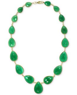 14k Gold over Sterling Silver Necklace, Graduated Green Onyx Drop Necklace (160 1/2 ct. t.w.)   Necklaces   Jewelry & Watches