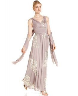 Patra Dress, Sleeveless Metallic Print Gown   Dresses   Women