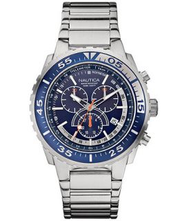 Nautica Mens Chronograph Stainless Steel Bracelet Watch 45mm N16655G   Watches   Jewelry & Watches