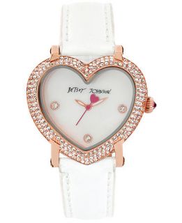 Betsey Johnson Womens White Croc Embossed Patent Leather Strap Watch 39x36mm BJ00253 04   Watches   Jewelry & Watches