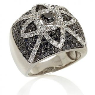 2.61ct Black and White Diamond Sterling Silver "Art Deco" Band Ring