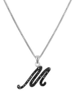 Sterling Silver Black Diamond Initial Pendants (1/4 ct. t.w.)   Necklaces   Jewelry & Watches