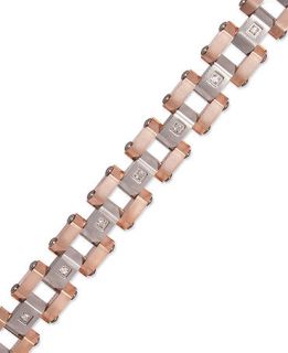 Mens Diamond Bracelet, Stainless Steel and Rose Ion Plated Diamond Bracelet (1/5 ct. t.w.)   Bracelets   Jewelry & Watches