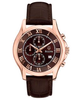 Bulova Mens Chronograph Brown Leather Strap Watch 43mm 97B120   Watches   Jewelry & Watches