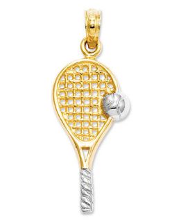 14k Gold and Sterling Silver Charm, 3D Tennis Racquet Charm   Jewelry & Watches