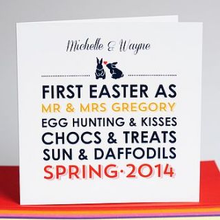 personalised couples 'first easter' card by come for a dream