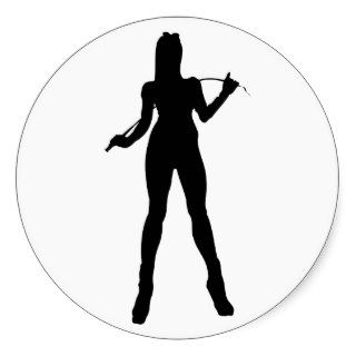 Dancing Girl with Whip Silhouette Shape Stickers