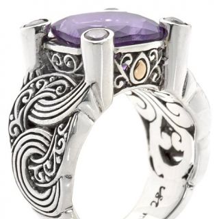 Bali Designs by Robert Manse Gem and White Topaz Link Design 2 Tone Ring