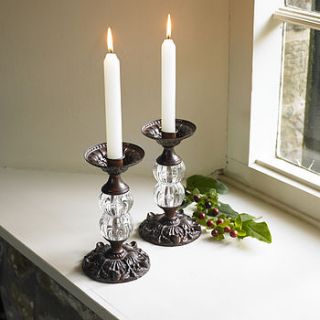 period iron and crystal candle pillar by dibor