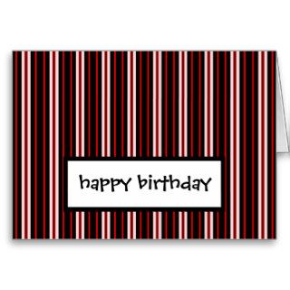 happy birthday   red/white/black stripes card