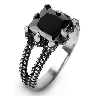 Stainless Steel Square Black Onyx Dragon Claw Ring West Coast Jewelry Men's Rings