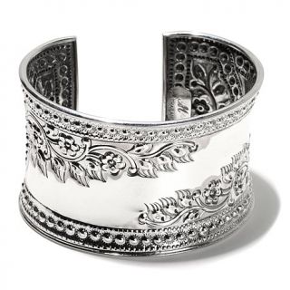 Bali Designs by Robert Manse Sterling Silver Bold Floral 7 1/4" Cuff Bracelet