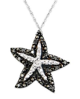 Diamond Necklace, 14k White Gold Black Diamond (1/5 ct. t.w.) and White Diamond Accent Starfish Pendant   Necklaces   Jewelry & Watches