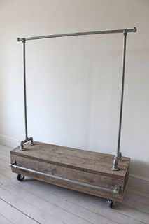 clothes rail with reclaimed wood drawer by inspirit
