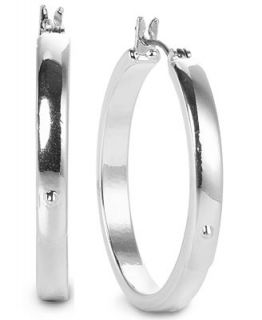 Lauren Ralph Lauren Silver Tone Large Hoop Earrings   Fashion Jewelry   Jewelry & Watches
