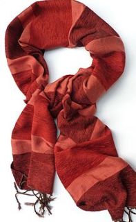 handwoven scarf red and burgundy by alkina