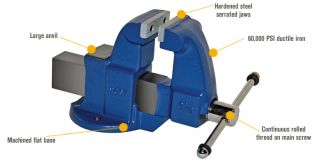 Yost Heavy-Duty Industrial Machinist Bench Vise — Stationary Base, 3 1/2in. Jaw Width, Model# 103.5  Bench Vises
