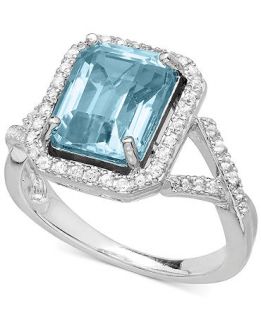 Aquamarine (3 ct. t.w.) and White Topaz (1/4 ct. t.w.) Ring in Sterling Silver   Rings   Jewelry & Watches