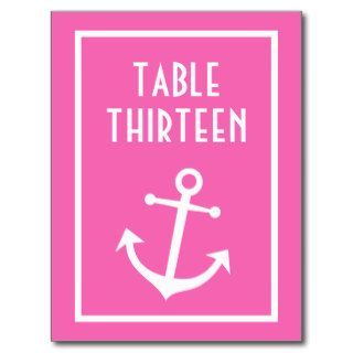 Boat Anchor Table Numbers (Dark Pink / White) Post Card