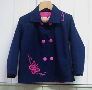 hand embroidered pink butterfly jacket by mi mariposa